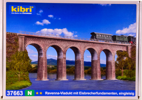 Kibri 37663 (N) – Ravenna-Viadukt mit Eisbrecherfundamenten, eingleisig, Bausatz 