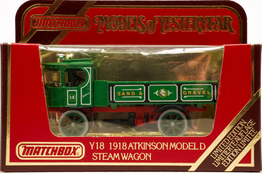 Matchbox Y-18 – Atkinson Dampflastwagen Modell D, Sand and Gravel, 1918 