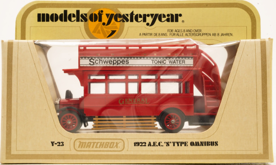 Matchbox Y-23 – AEC S Type Omnibus, Schweppes, Tonic Water, 1922 