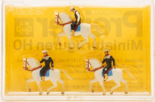 Preiser 0257 (1:87) – Cowboys auf Pferden, 3 Figuren 