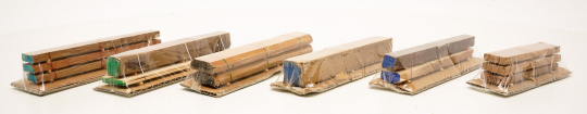 Ladegut (H0) – 6er Set Holzstapel, Echtholz 