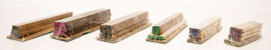Ladegut (H0) – 6er Set Holzstapel, Echtholz 