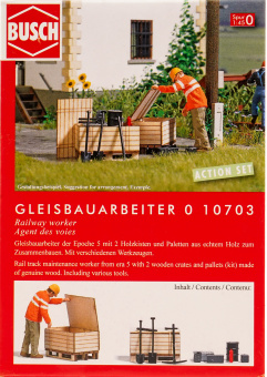 Busch 10703 (1:87) – Gleisbauarbeiter + Zubehör 