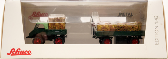 Schuco 450313300 (1:43) – Unimog 401 mit Anhänger 