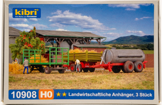 Kibri 10908 (1:87) – Bausatz, Landwirtschaftliche Anhänger, 3 Stück 