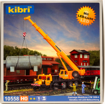 Kibri 10558 (1:87) – Bausatz, Zweiwege Mobilkran LTM 1050-4 GleisBau mit LED-Beleuchtung 