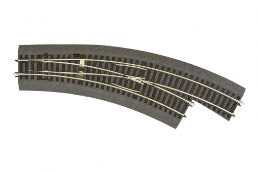 Roco 42573 – Bogenweiche rechts BWr3/4 mit Handantrieb, mit Bettung 