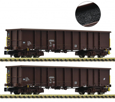 Fleischmann 6660020 (N) – 2-teiliges Set Offene Güterwagen Eanos der ÖBB, beladen mit Kohle 